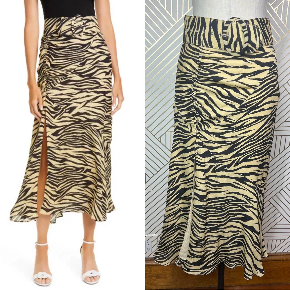 NICHOLAS Zebra Print Skirt in Black and Cream